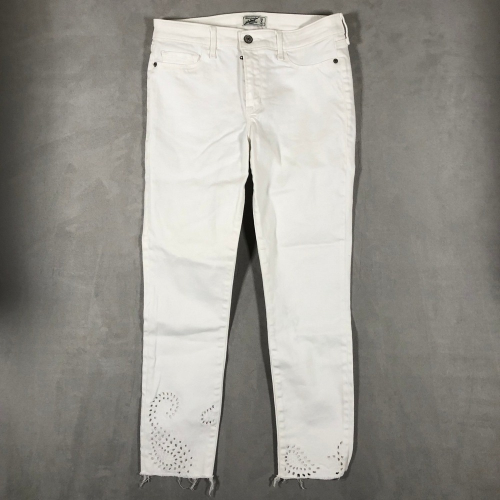 Abercrombie & Fitch Skinny Ankle‎ Jeans Womens 28 / 6 White Harper Embroidered